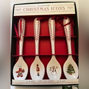 Rare Collectors William Sonoma Christmas Icons Spoons Ornaments Marc Lacaze Set